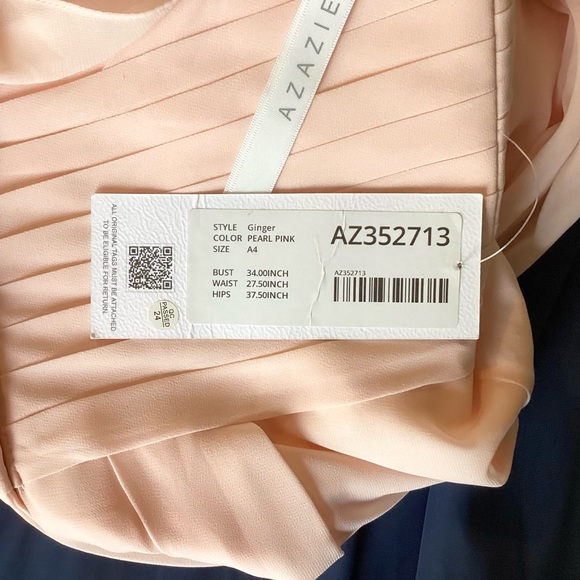 NWT Azazie Ginger A-Line Halter Pleated Chiffon Floor Length Dress Pearl Pink 4 - Picture 11 of 12